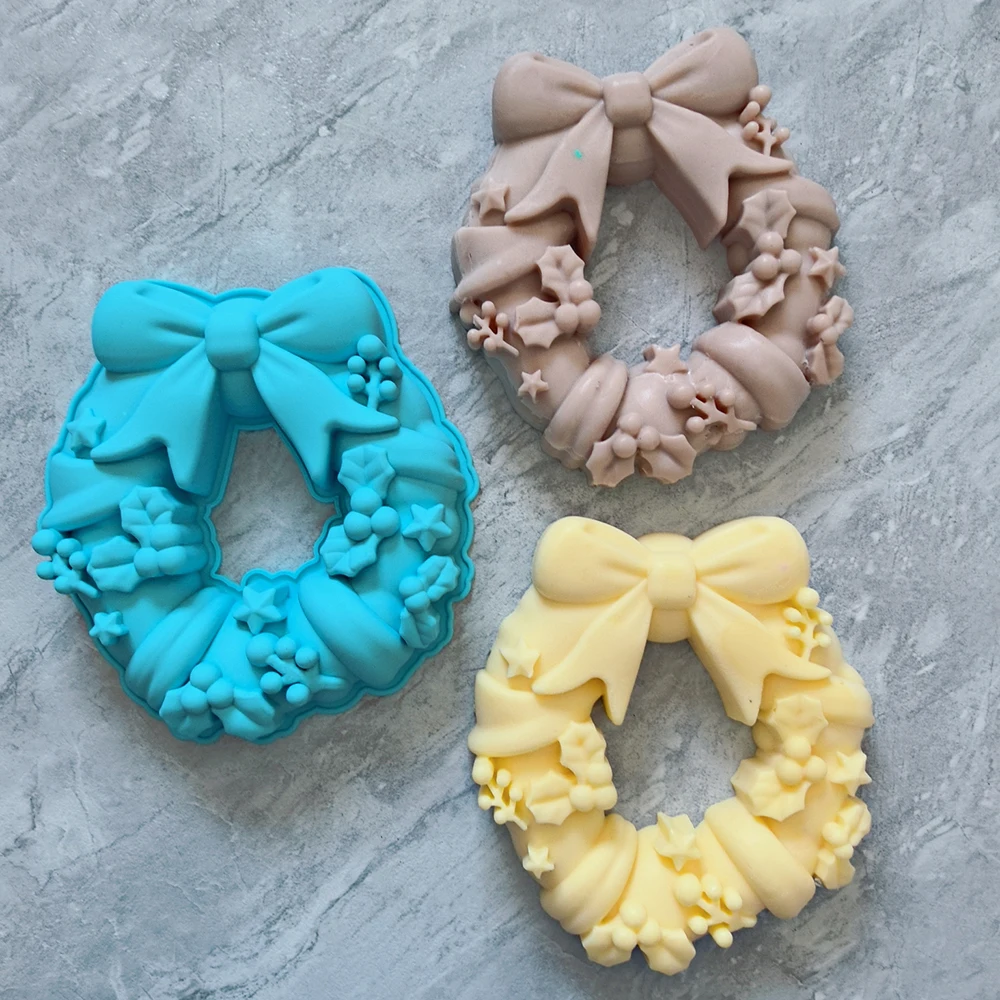 

1pc Large size bow and wreath shaped cake baking mold