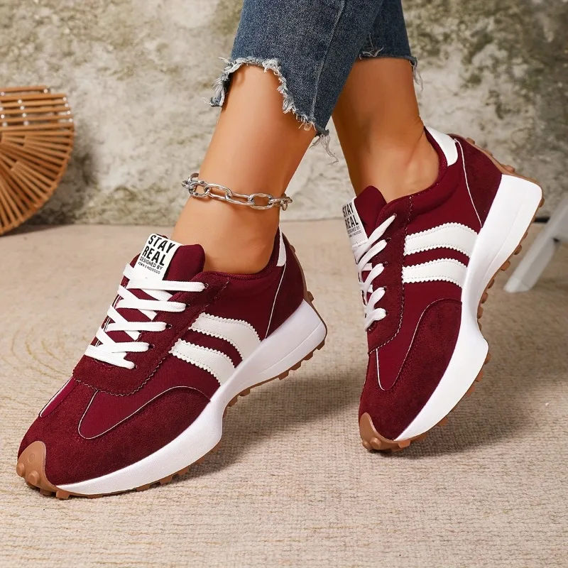 أحذية كاجوال نسائية جديدة ذات نعل سميك من فور سيزون، أحذية رياضية مسامية، حجب ألوان أنيق ومتعدد الاستخدامات #6