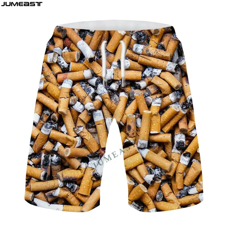 Jumeast Y2k Men Women 3D Printed Bullet Cigarette Noodles Board Shorts Trunks Quick Dry Beach Casual Sweatpants Short Pants