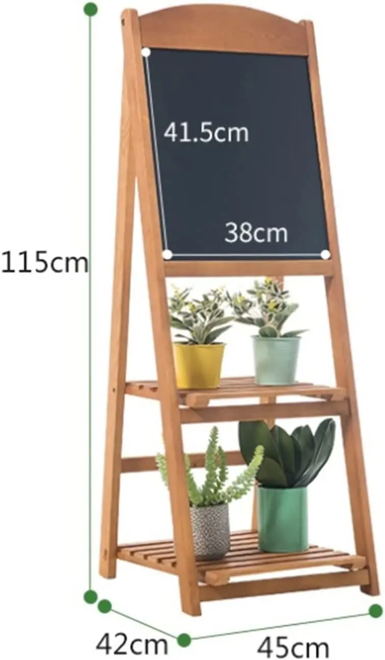 Hot selling independent wooden wall flower store shelves with blackboard