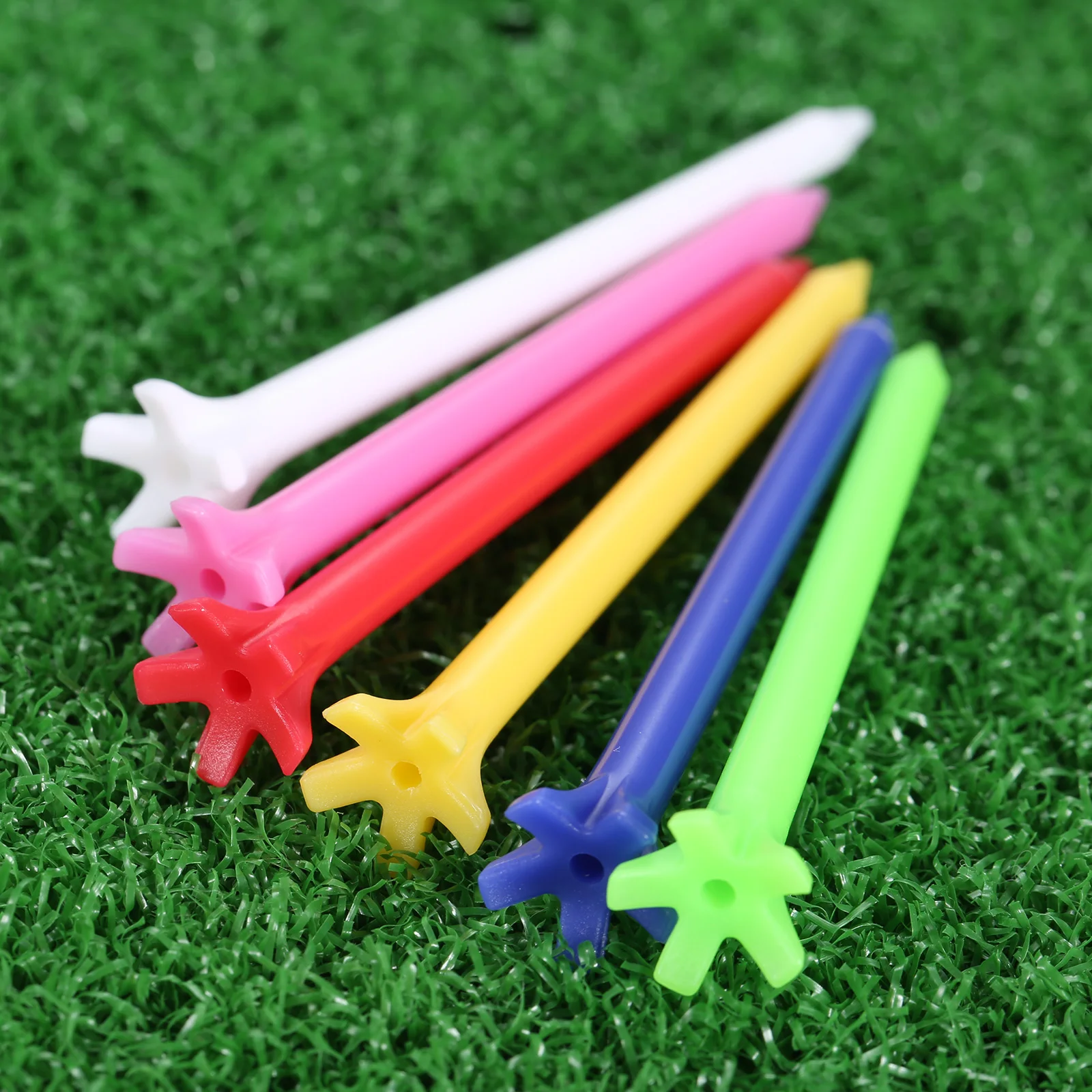 100pcs 70mm 5 Prong Golf Tees 6 Colors Plastic 5 Claw Less Resistance Durable Golf Tee Golf Accessories for Golf Lovers