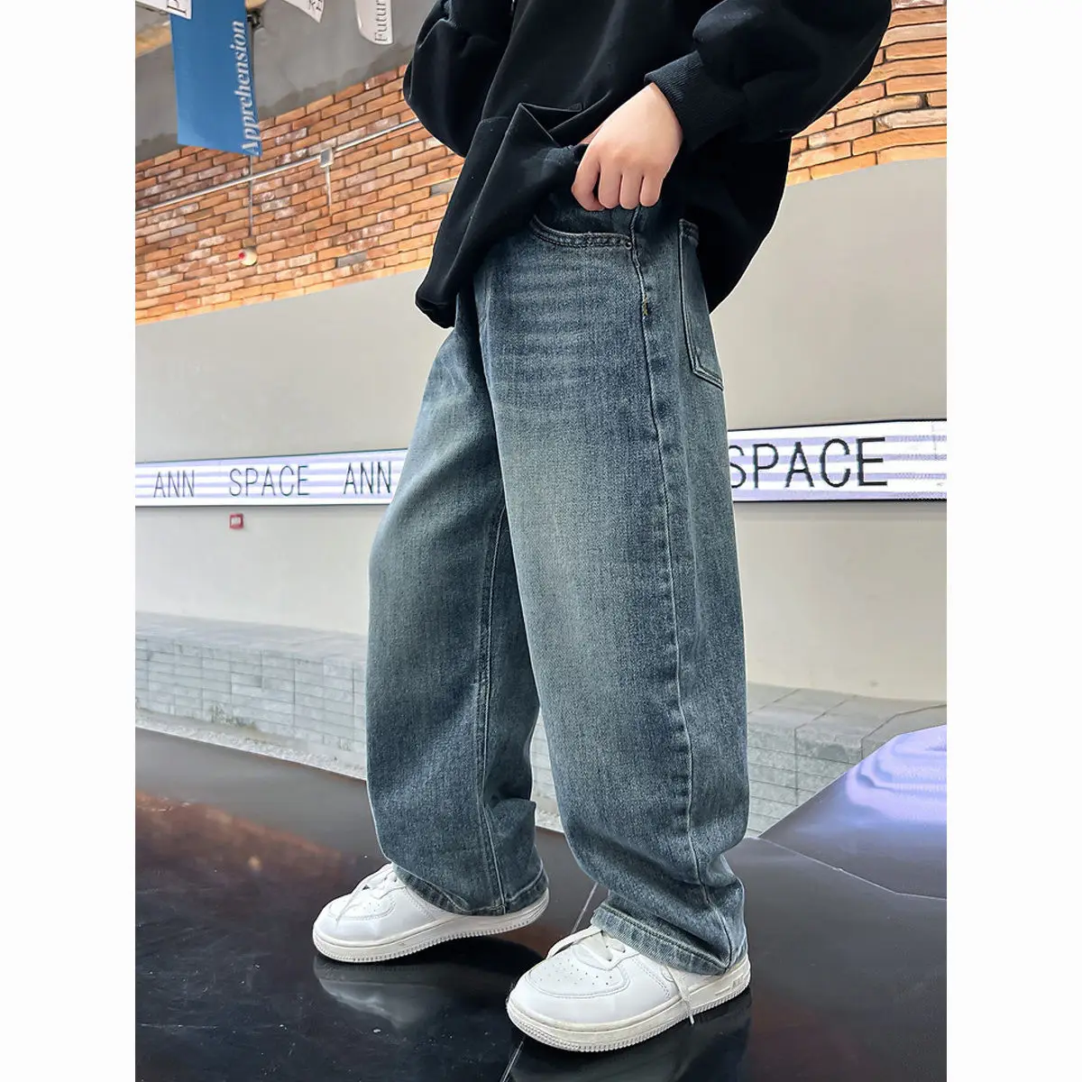 

Fashionable Boys' Loose Thin Jeans Children's Spring Cargo Jeans Boy Korean Style Casual Handsome Jeans Straight Leg Pants A09