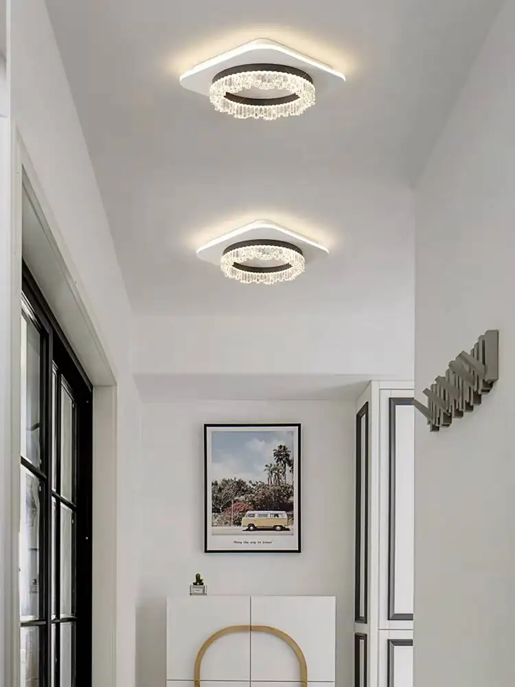 

Circular Balcony LED Ceiling Lights Modern Acrylic Foyer Aisle Lights Creative Artistic Home Decor Hallway Ceiling Mounted Lamp