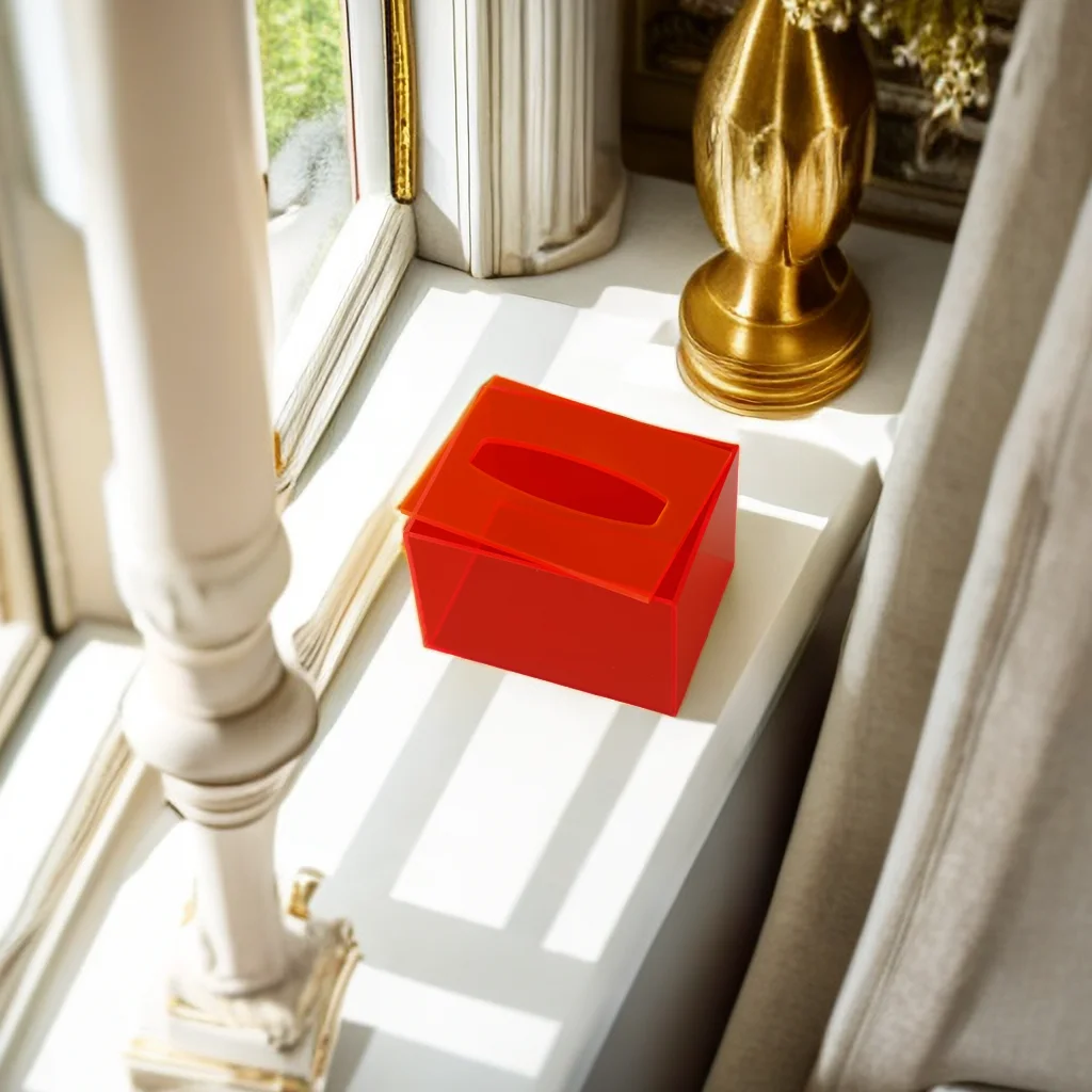 Color Acrylic Tissue Box Holder,Rectangular Shiny Tissue Box Cover,Table Dryer Sheet Dispenser for Car,Kitchen,Office,Home