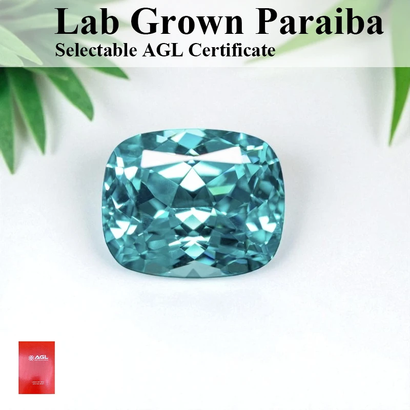 

Lab Grown Paraiba Rectangle Cushion Cut Loose Gemstone For Earrings Pendant Jewelry Making Selectable AGL Certificate