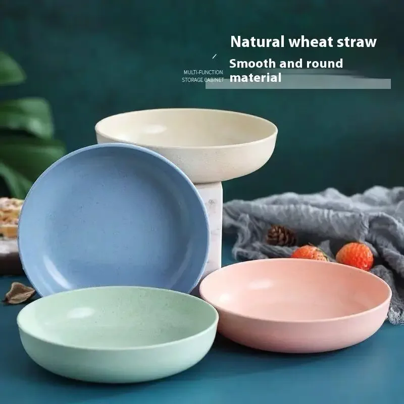 5pcs/set Nordic Wheat Straw Plate Fruit Plate Vegetable Plate Tableware Plate