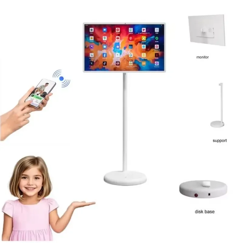 27 Inch Por Android 13 Touch Screen Mobile Stand Smart Display Digital nage Kiosk for Retail Exhibition Show