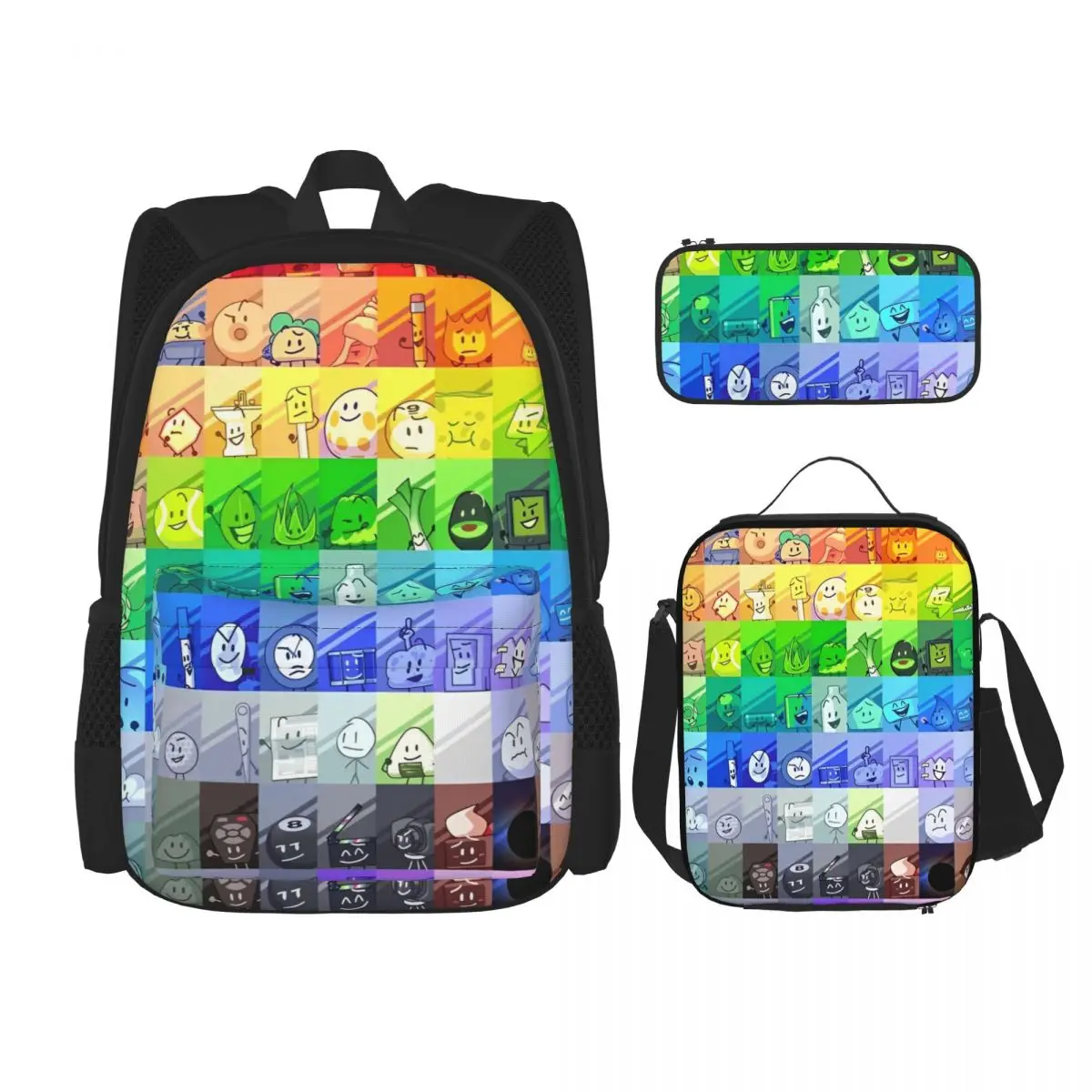 

Рюкзак с героями мультфильмов Bfding для студентов, холщовые сумки большой емкости BFDI, сумка для обеда, пенал