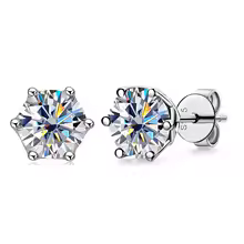 Luxury Diamond Stud Earrings 1CT VVS Moissanite Fine S925 - White