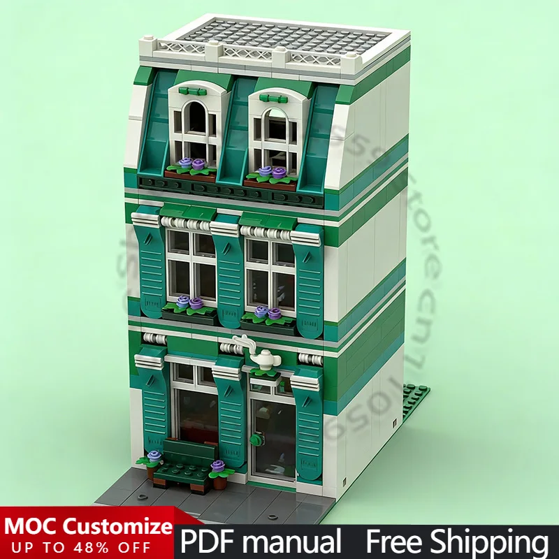 Set di Costruzioni da 865 Pezzi, Casa del Tè Turchese MOC, Blocchi Modulari Personalizzabili, Giocattolo Educativo Tecnologico Fai-da-Te per Ragazzi, Regalo di Natale
