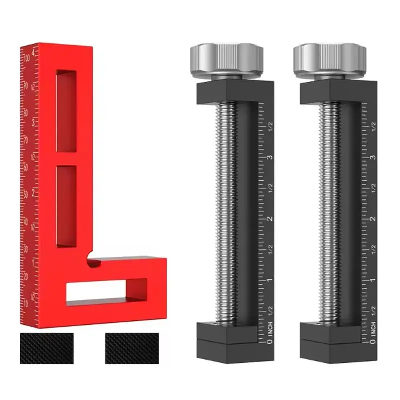 90 Degree Aluminum Clamping Square for Woodworking - Corner Clamp Set for Frame Cabinet and Jig Construction Tasks