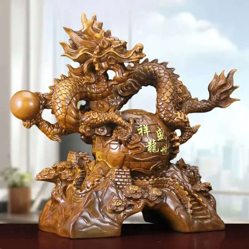 MOYU The Year Of The Dragon Ornament Office Attracts Wealth Feng Shui Sculptures Housewarming Business Gifts Living Room Decor