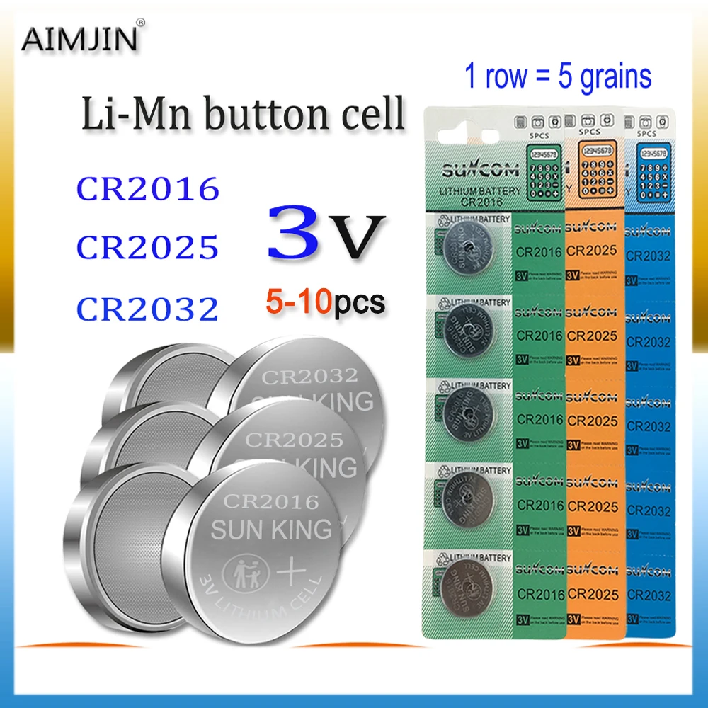 

CR2016/2025/2032 3V Li-Mn Battery Mercury free A Long-lasting, Leak-free, Suitable for flashlights, car keys, watches, key fobs