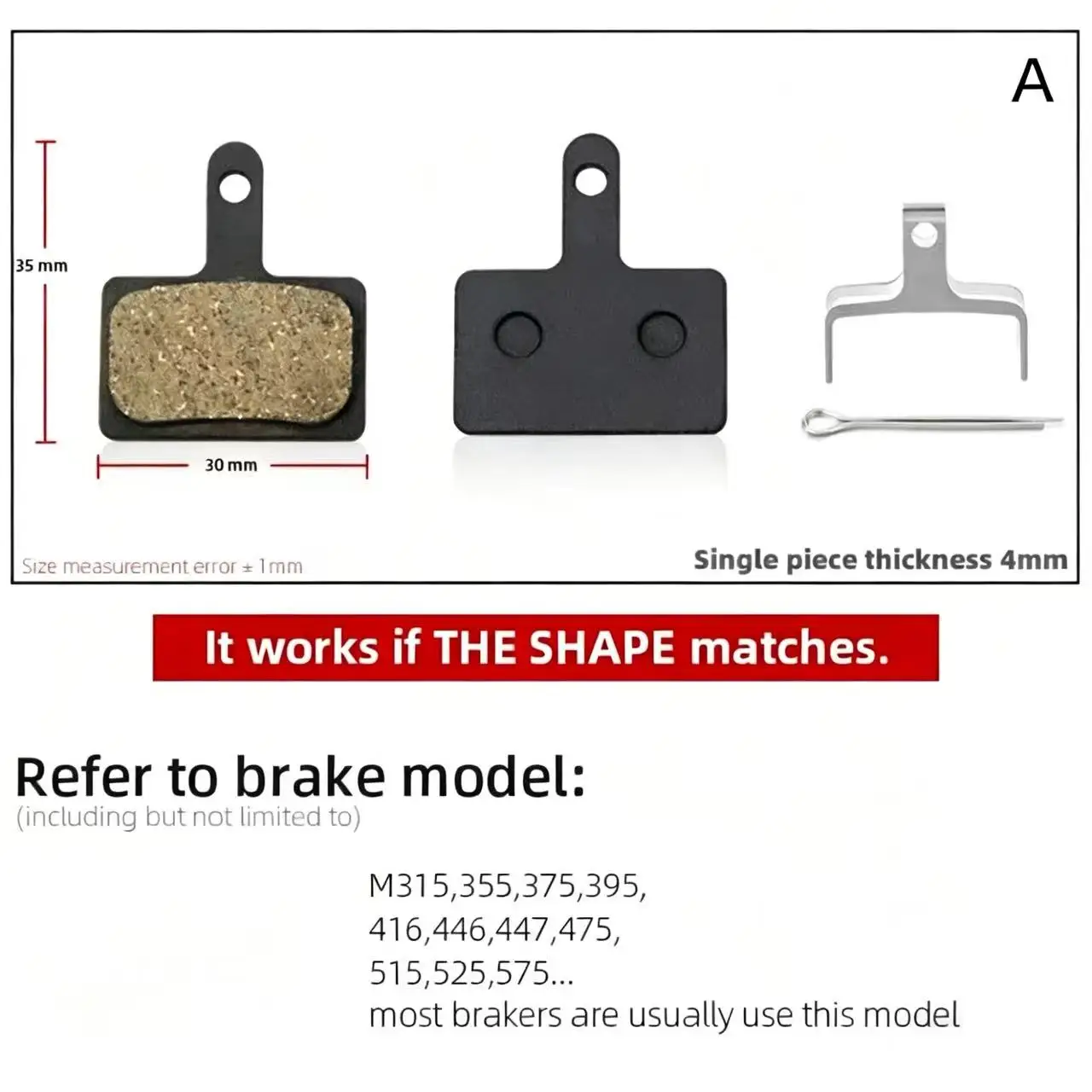 1 Pair of Mountain Bike Hydraulic Disc Resin Brake Pads, Suitable For Shimano SRAM AVI Hayes Magura Parts - view 2