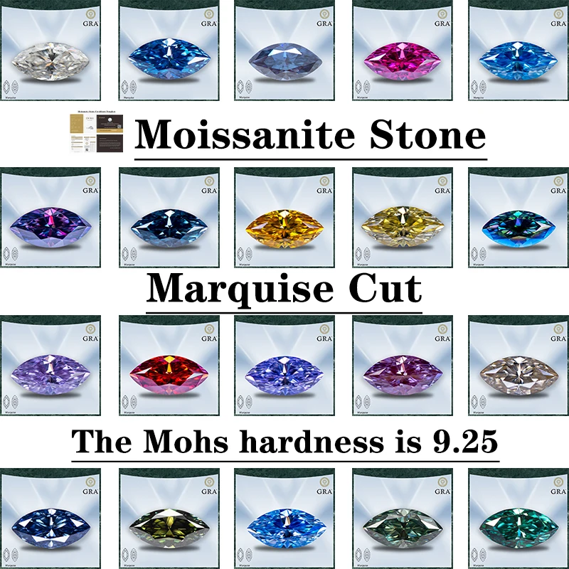 

with GRA Certificate Moissanite Stone Marquise Cut VVS1 Multiple Colors Combination chain Charms Excellent Quality