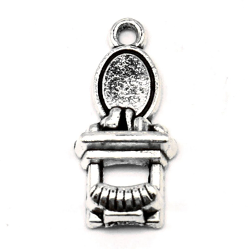 10pcs 9x20mm Dressing Table Charms Woman Pendant Make Accessories Diy Jewelry Antique Silver Color