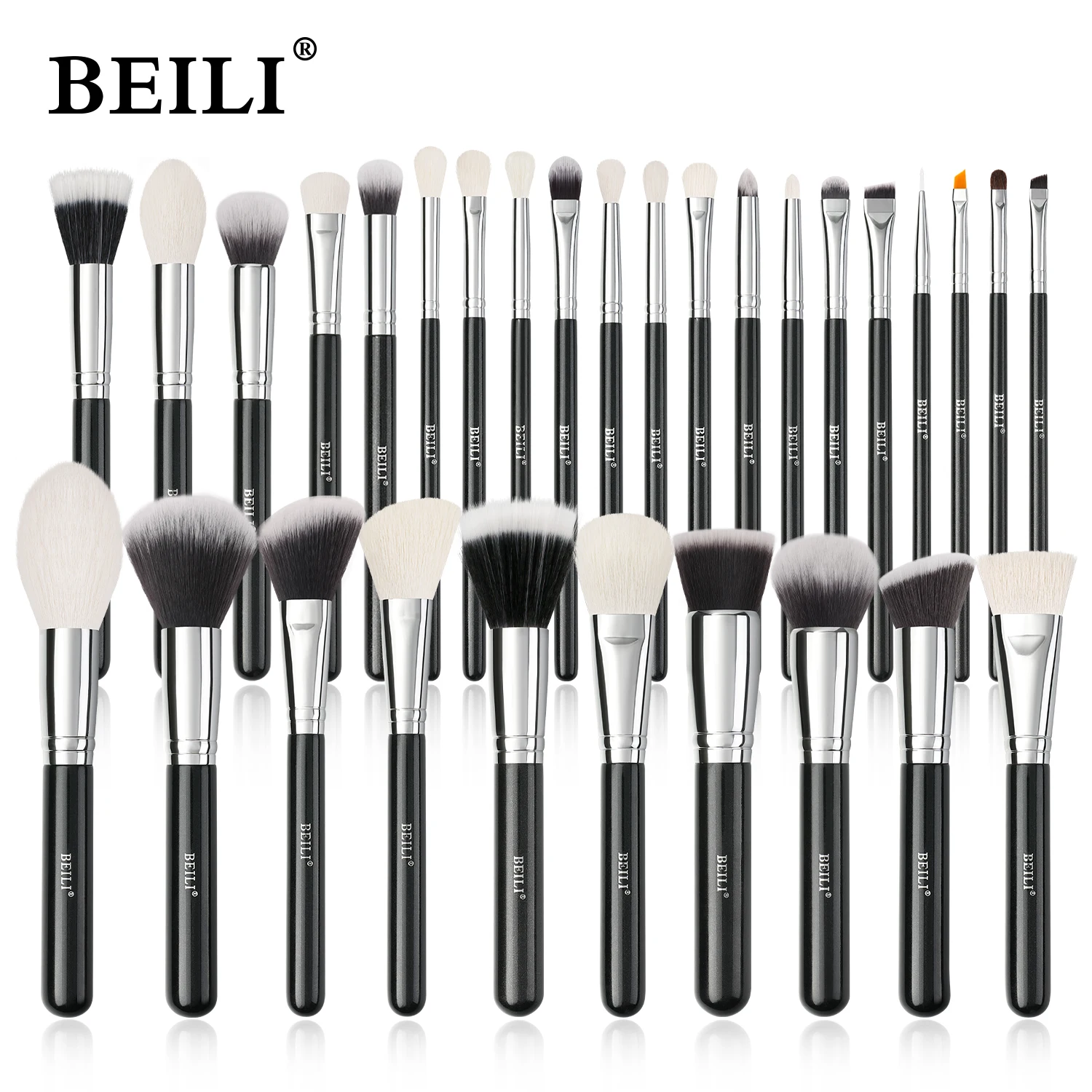 

BEILI Black Makeup brushes set Professional Natural goat fiber hair brushes Foundation Powder Contour Eyeshadow make up brushes