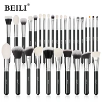 BEILI-Juego de brochas de maquillaje negras, brocha profesional de pelo de fibra de cabra Natural, base Kakubi, contorno, sombra de ojos, herramienta de belleza