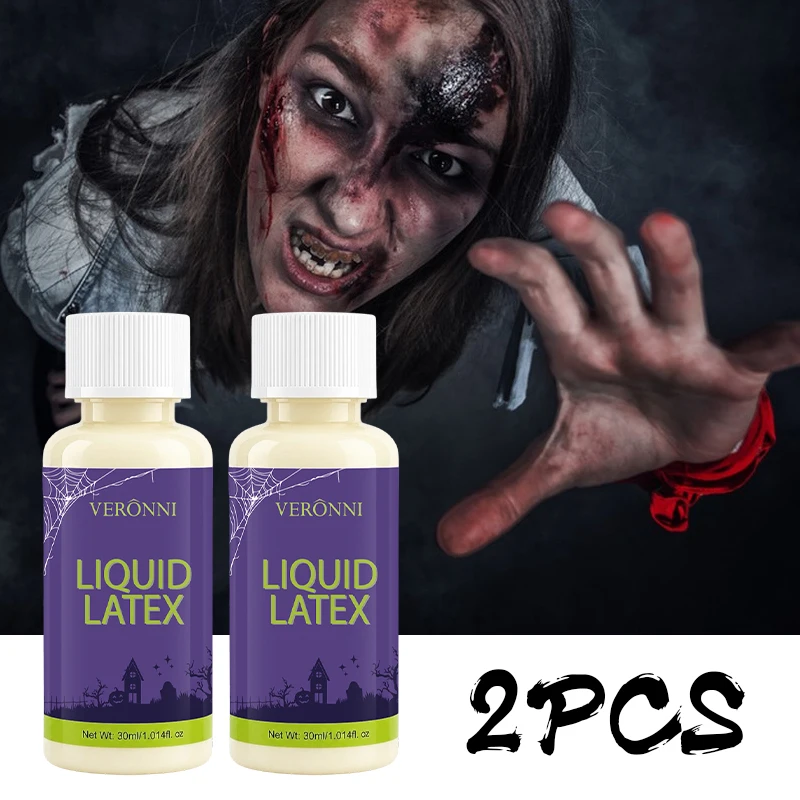 2PCS 30ml Liquid Latex SFX Makeup Adhesive Special Effects Fake Skin Liquid Latex for Zombie Scar Wound Halloween Cosplay Stage