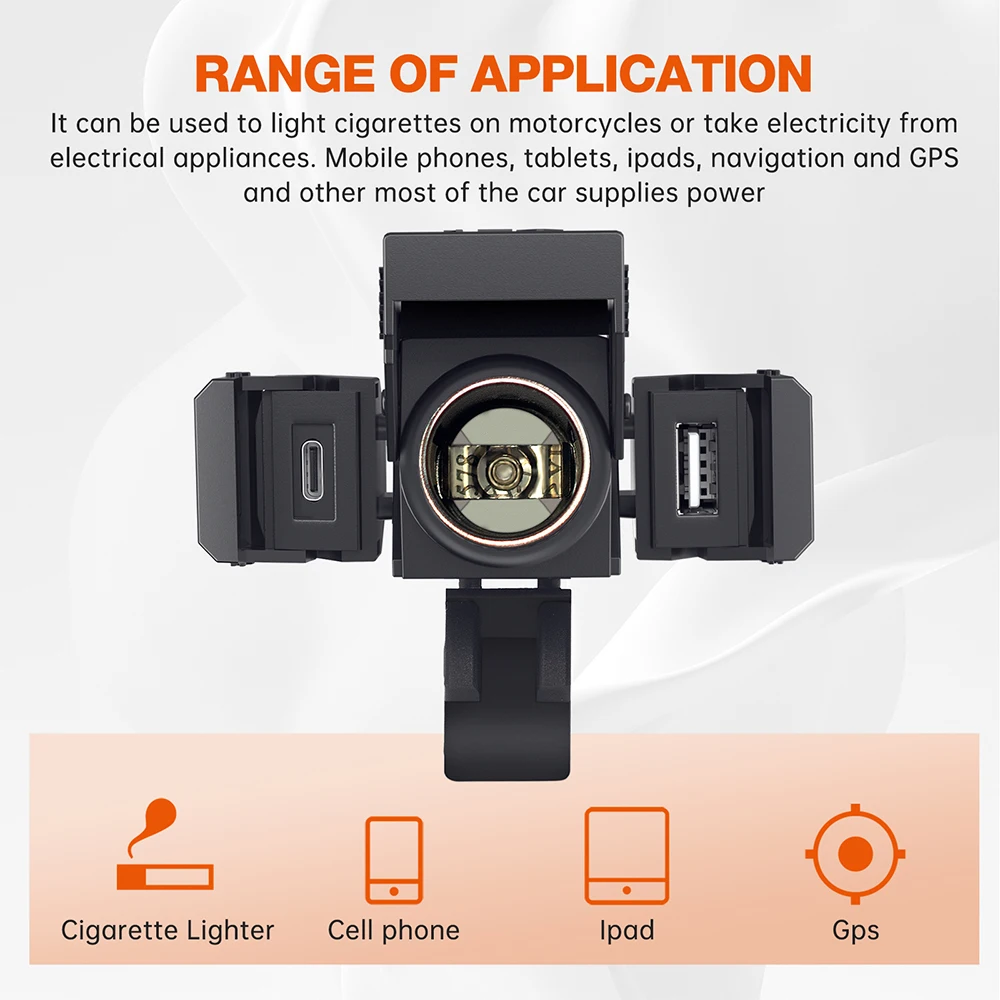 Motorcycle Battery Charger Multifunctional Phone Charging PD QC3.0 USB Type C Port Socket Smart Connector 12V 24V Intelligent