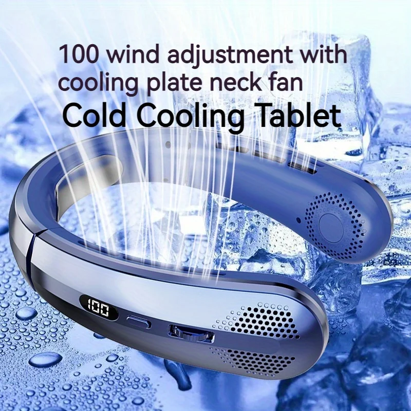 

Portable Neck Fan With Adjustable 100 Speed Settings, USB Rechargeable, Type-C Quick Charge, Wearable Cooling Device For Sports,