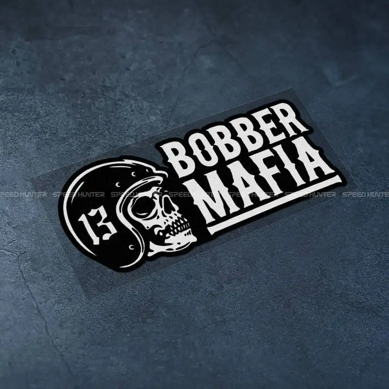 Retro Motorcycle Bobber Mafia Sticker Vintage Skull Helmet  Motobike Stickers ReflectiveVinyl Decals  For Scooter