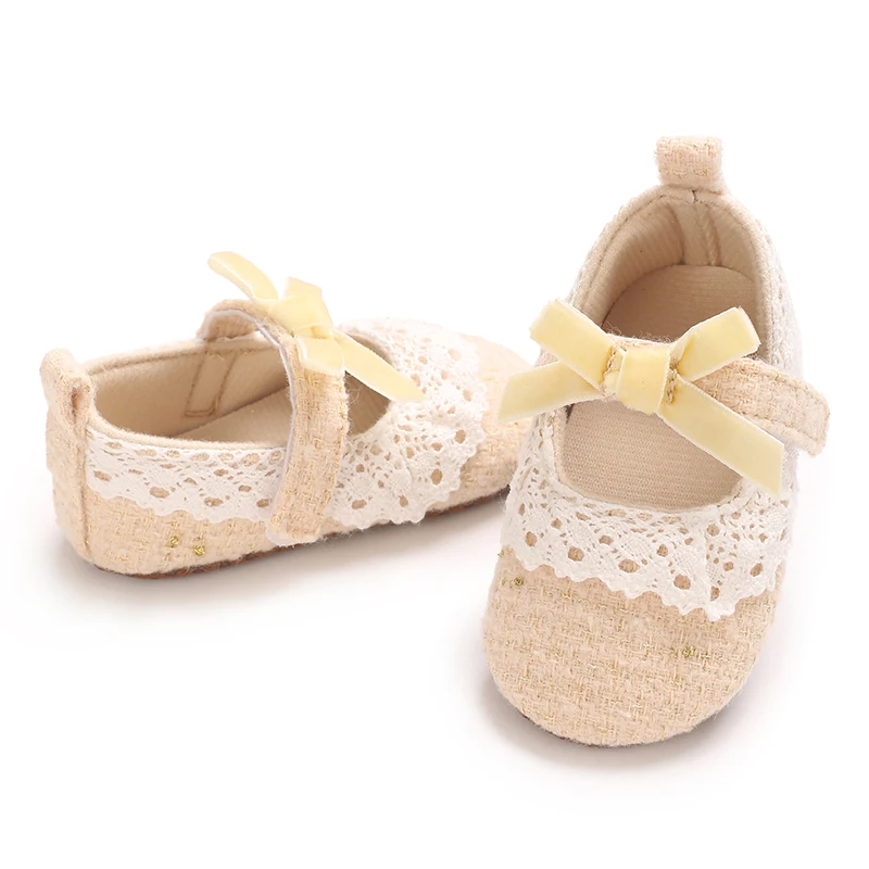 Zapatos de bebé de 0 a 18 meses, bonitos zapatos de princesa para interiores, suela blanda, antideslizantes, bonitos zapatos de bebé simples y generosos a la moda