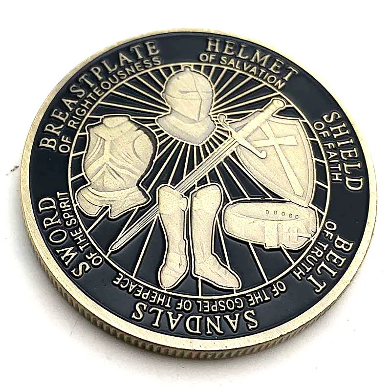 Put on The Whole Armor of God Souvenir Coin Ephesians Knight Templar Pattern Copper Plated Commemorative Coin