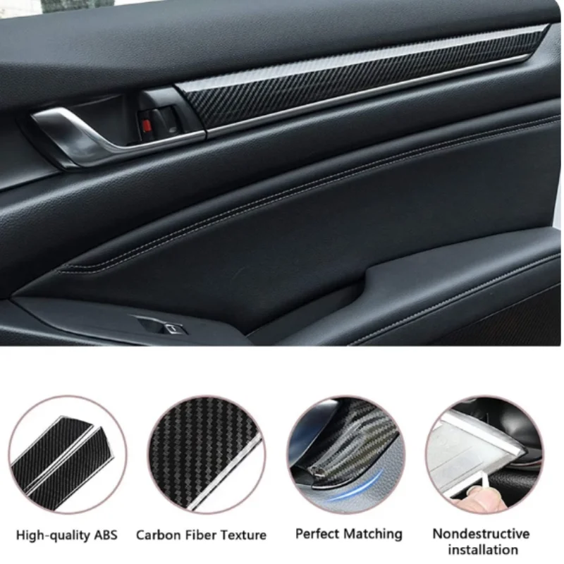 Body Cover Detector ABS Plastic/Steel Armrest Door Bowl Handrail Trim Strip For Honda Accord 10th 2018 - 2022