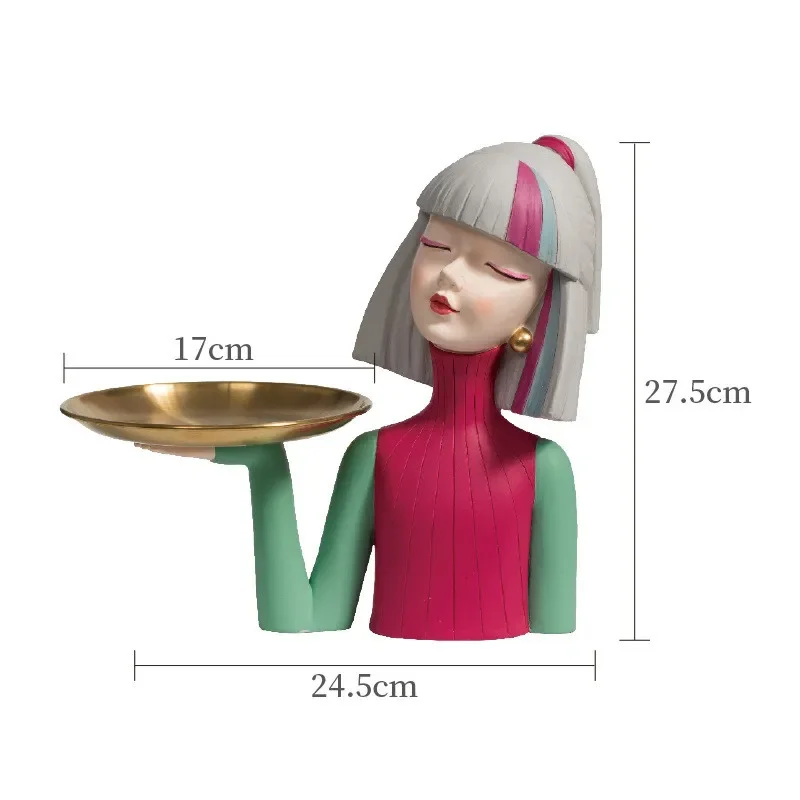 Imagem -03 - Modern Girl Statue Makeup Organizer Ornamentos Home Decor Artesanato Vaso Resina Ornamentos Key Snacks Bandeja de Armazenamento de Doces Presente