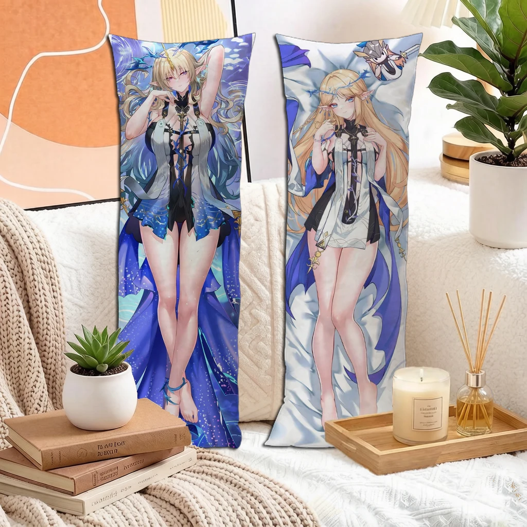 Funda de almohada Dakimakura de doble cara con diseño de orejas de elfo y chica rubia de anime, para decoración del hogar y regalo para otakus.