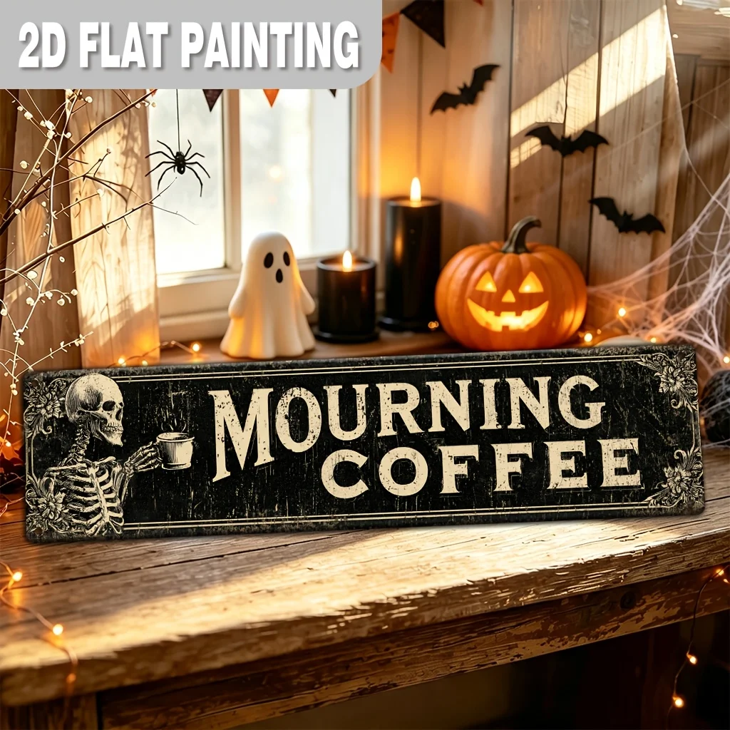 Farmhouse Coffee Grief Quote Aluminum Wall Art, Waterproof Metal Sign for Kitchen Cafe Porch Home Decor