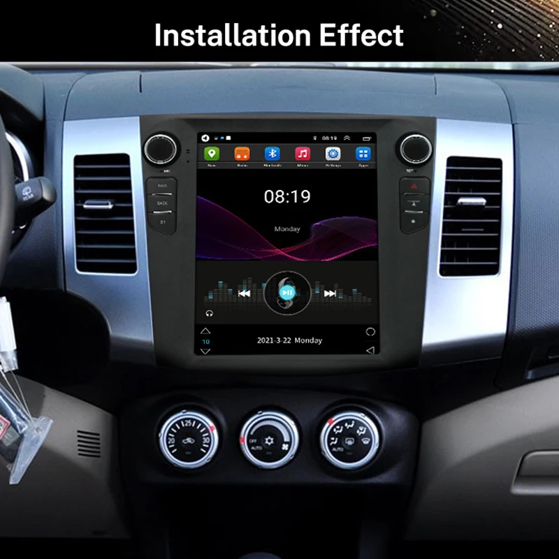 Qcta Car Android 13 Radio Player for Mitsubishi Outlander 2005-2011 Multimedia Video GPS Navigation Tesla Style Vertical Screen