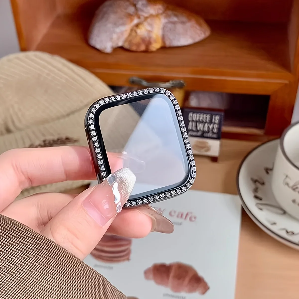 جديد الزجاج + الماس الحال بالنسبة لساعة أبل سلسلة 10 9 8 7 6 5 4 se 46 مللي متر 42 44 مللي متر-40-41-45 مللي متر بلينغ الوفير حامي الشاشة اكسسوارات