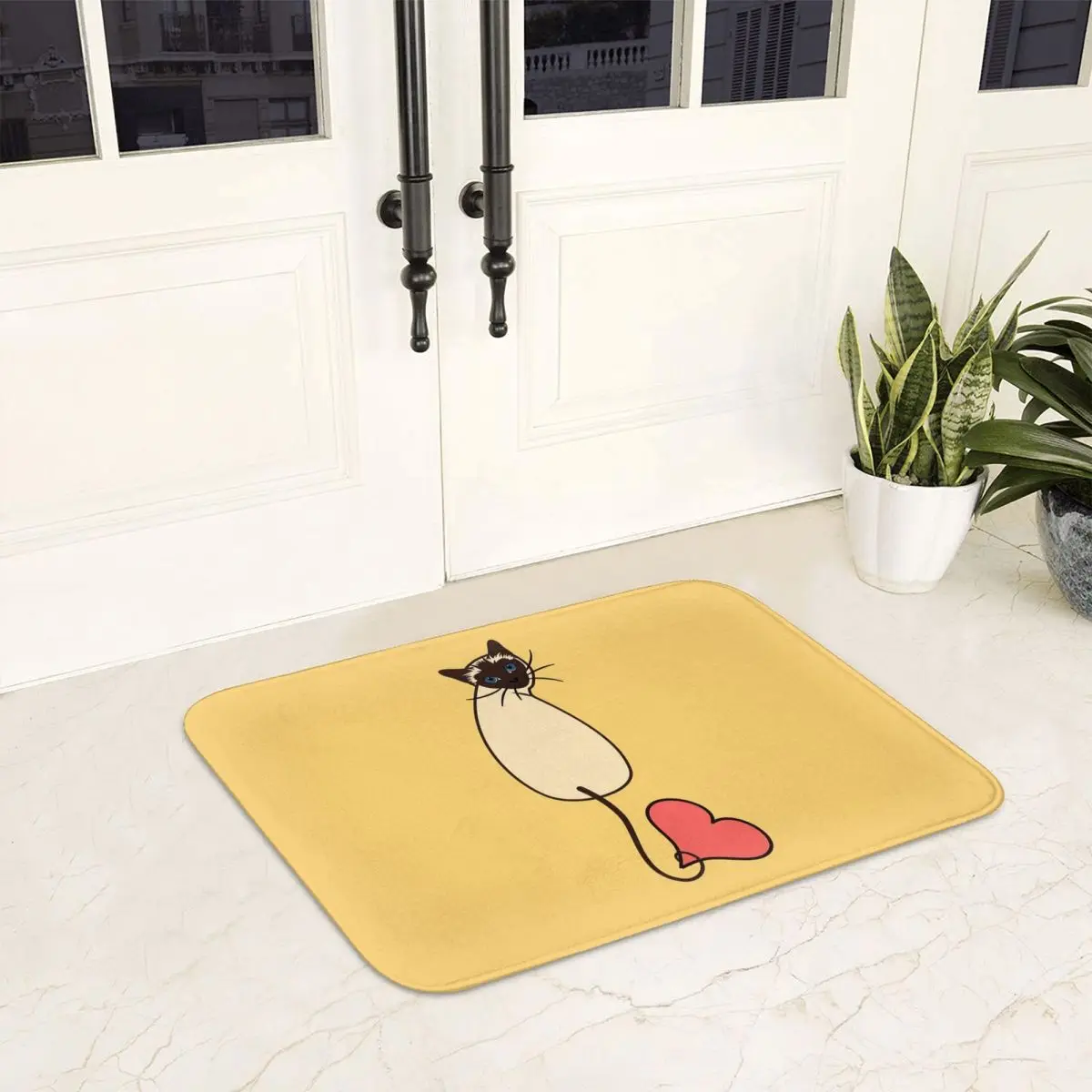 Love Siamese Cat-Yellow Doormat Anti-skid Super Absorbent Bathroom Floor Mats Home Entrance Rugs Kitchen Carpet Outdoor Footpad