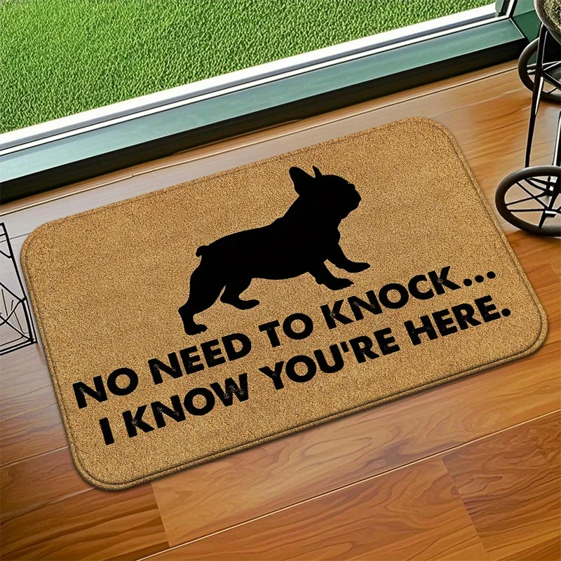 Shadows of a French Bulldog Flannel-printed floor mats has non-slip function is suitable for entrances bathroom welcome carpets
