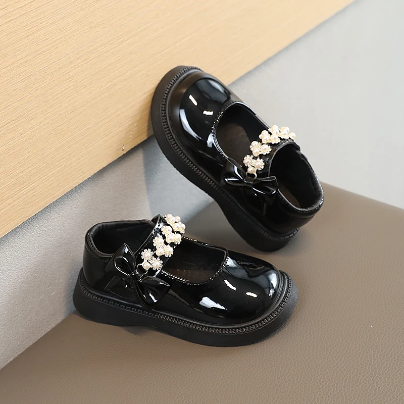 Children Fashion Pearl Leather Shoes Baby Girls Soft Bottom Party Princess Shoes Kids Non-slip Casual Flats Infant shoes