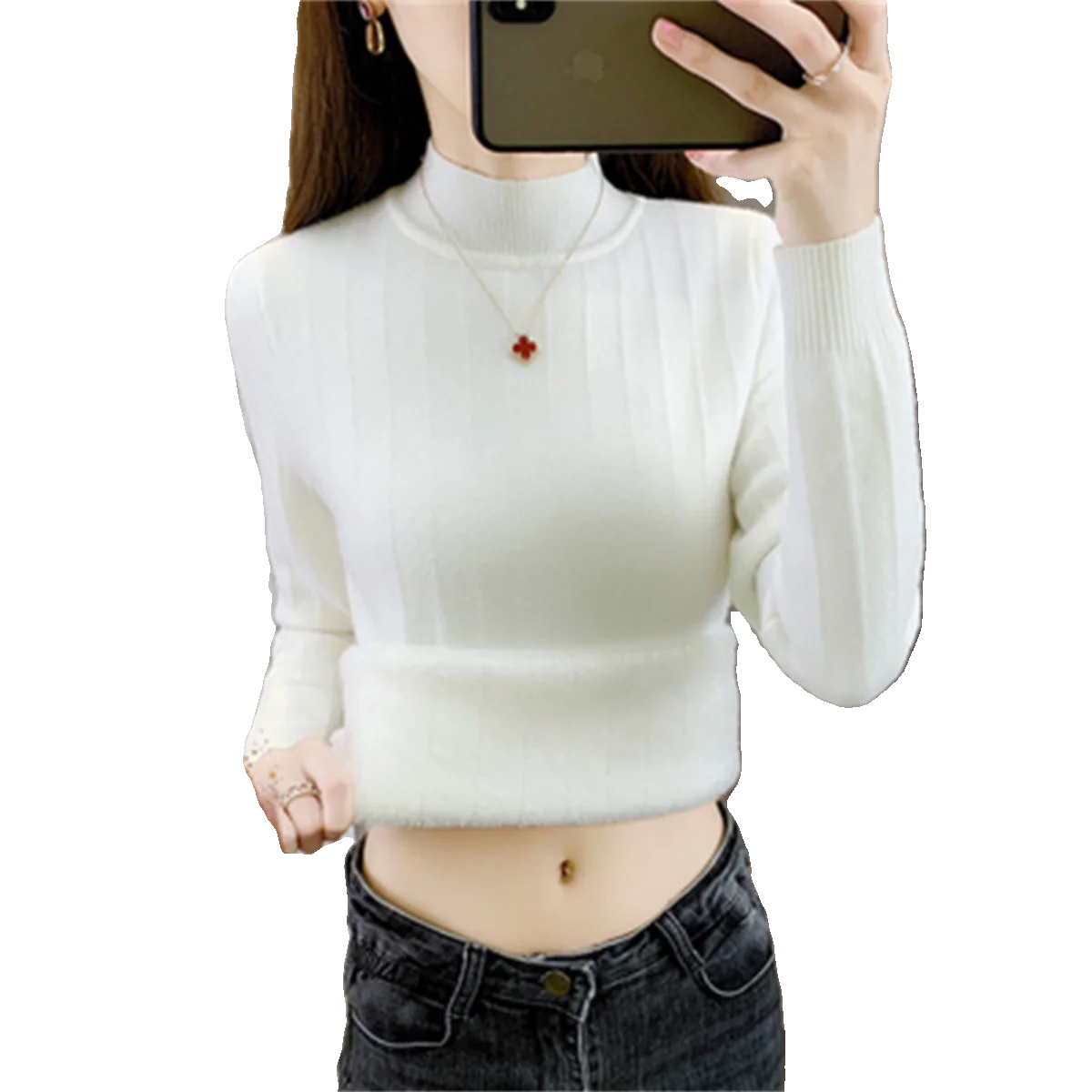 Einteiliger Kunstpelzpullover mit festem Stehkragen, Innenbekleidung, 2025, neuer Herbst-Winter, kältebeständig, Nerz-Samt-Basis, irt