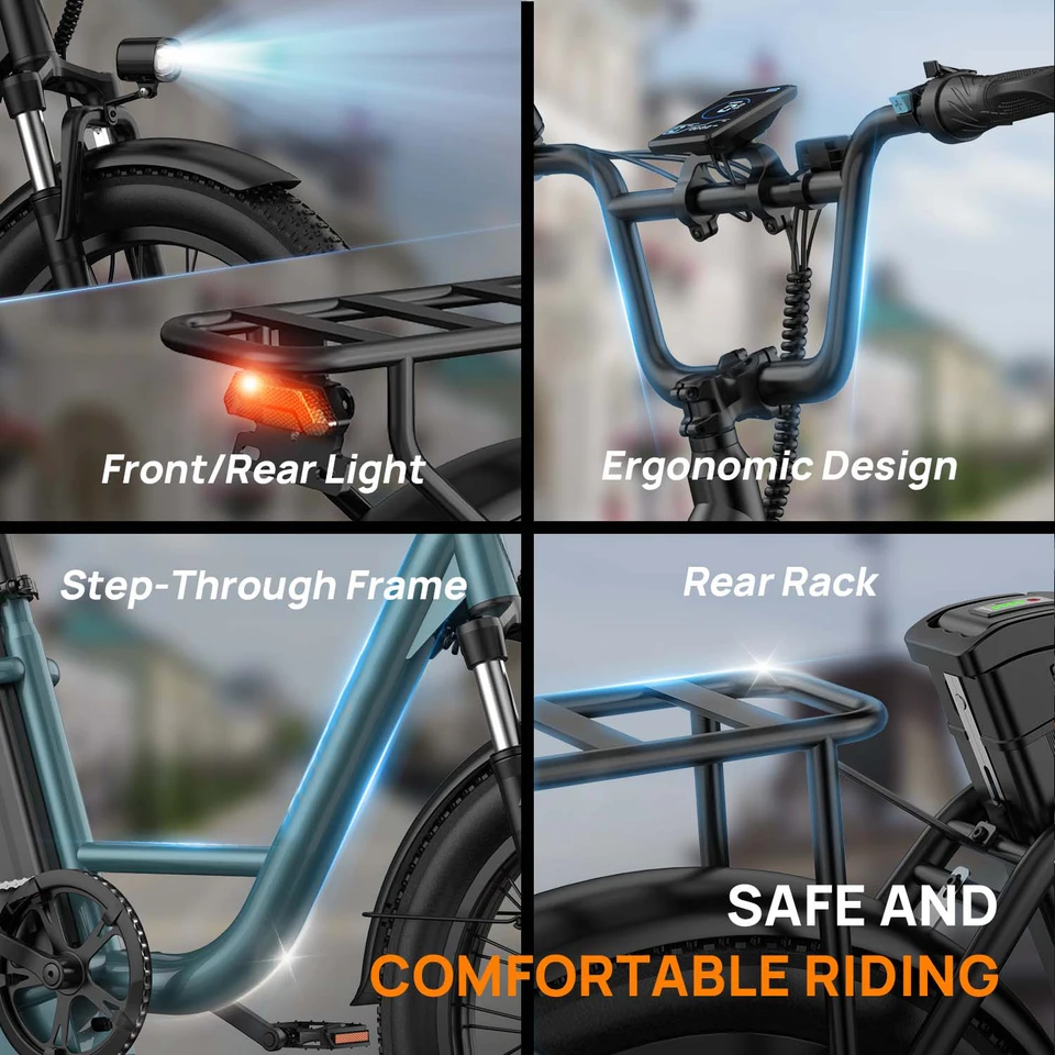 Electric Bike 48V 1000W Folding Electric Bicycle 20 Inch High Carbon Steel Frame 7 Speed Lithium Battery E Bike for Adults image 7