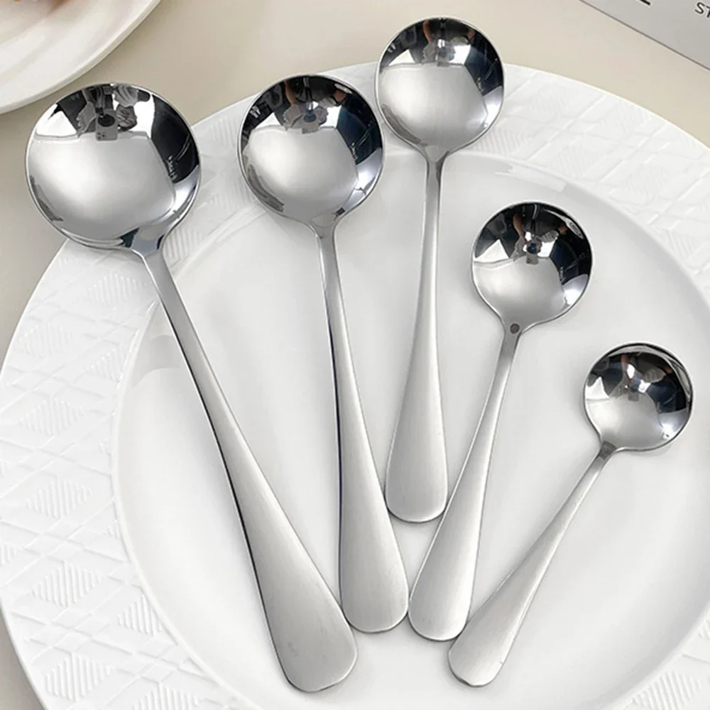 Juego de cucharas de té de acero inoxidable plateadas, 4 cucharas de café expreso, duraderas, aptas para lavavajillas, cucharas de café pequeñas, minicucharas para postre