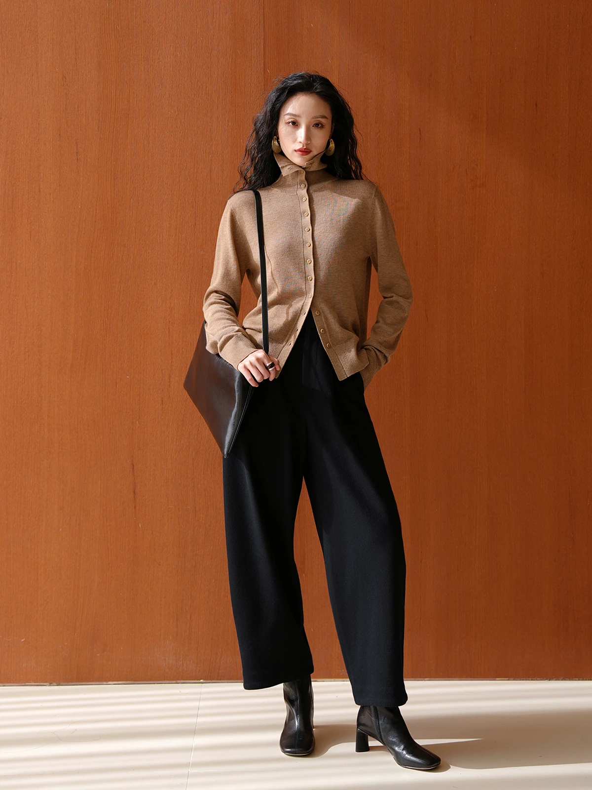 

High Waist Loose Fit Wool Blend Jeans Cone ape Pants Meat Concealing Slimming Effect Casual Sle for Universal Use