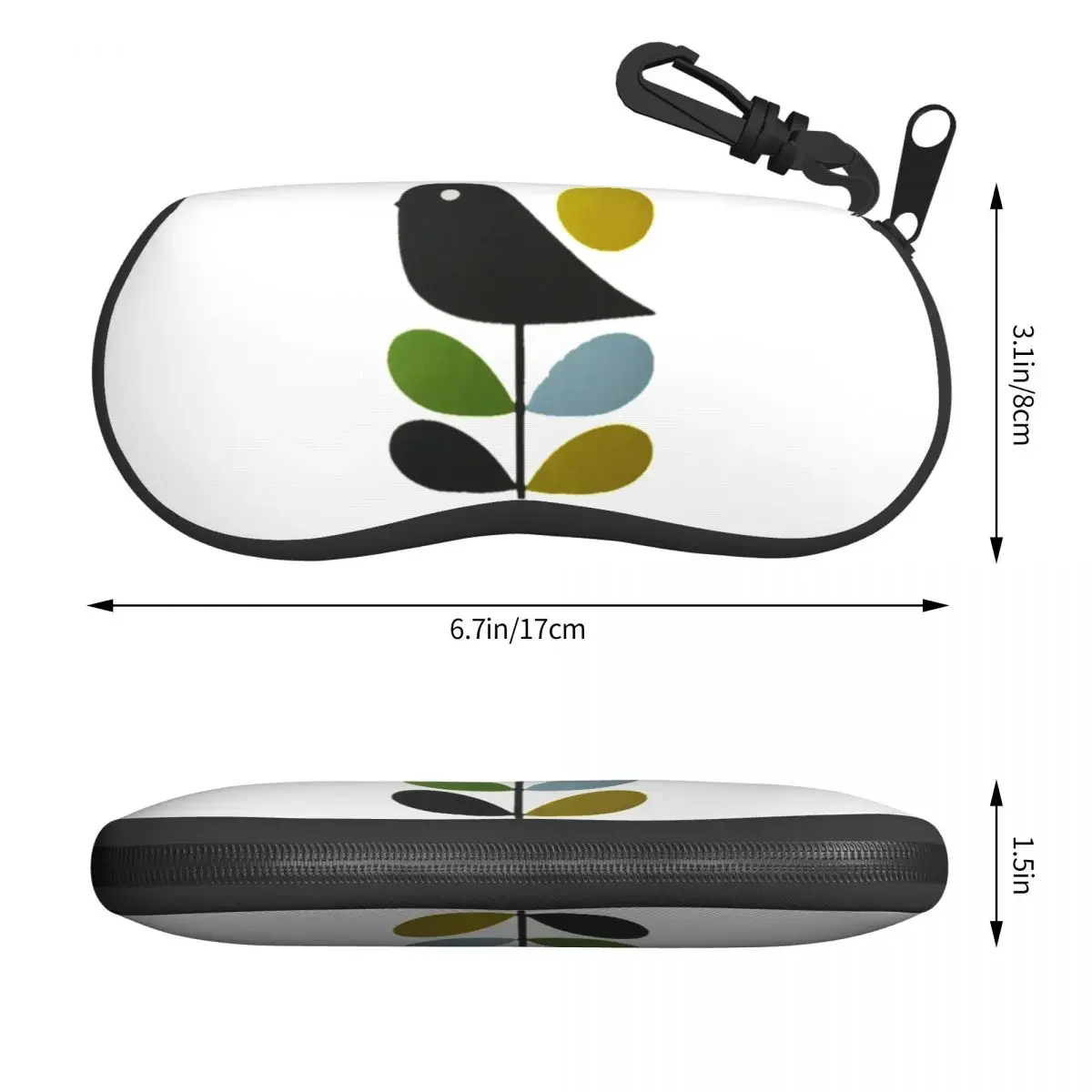 Custom Abstract Orla Kiely Bird Eyeglass Glasses Case Women Men Soft Mid Century Scandinavian Sunglasses Protective Bag