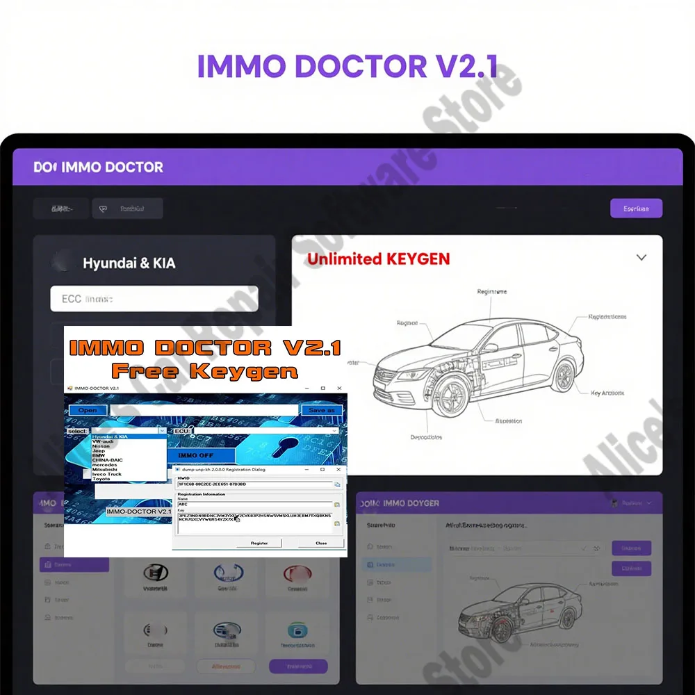 

IMMO DOCTOR V2.1 obd2 scanner With Unlimited KEYGEN MULTI BRAND Immo Off Software ECU Chip Tuning for sim2k MT38 ME 17.9.2 MED17