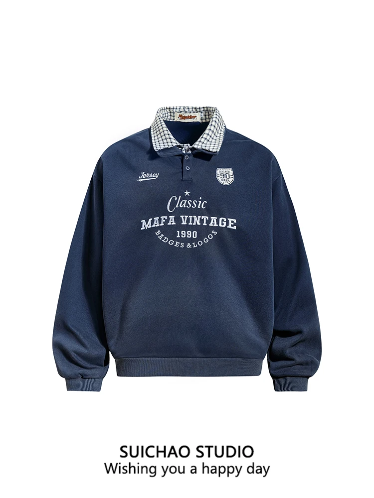 

Мужская толстовка SUICHAO в американском ретро-стиле с буквенным принтом, повседневный свободный топ для весеннего кампусного образа