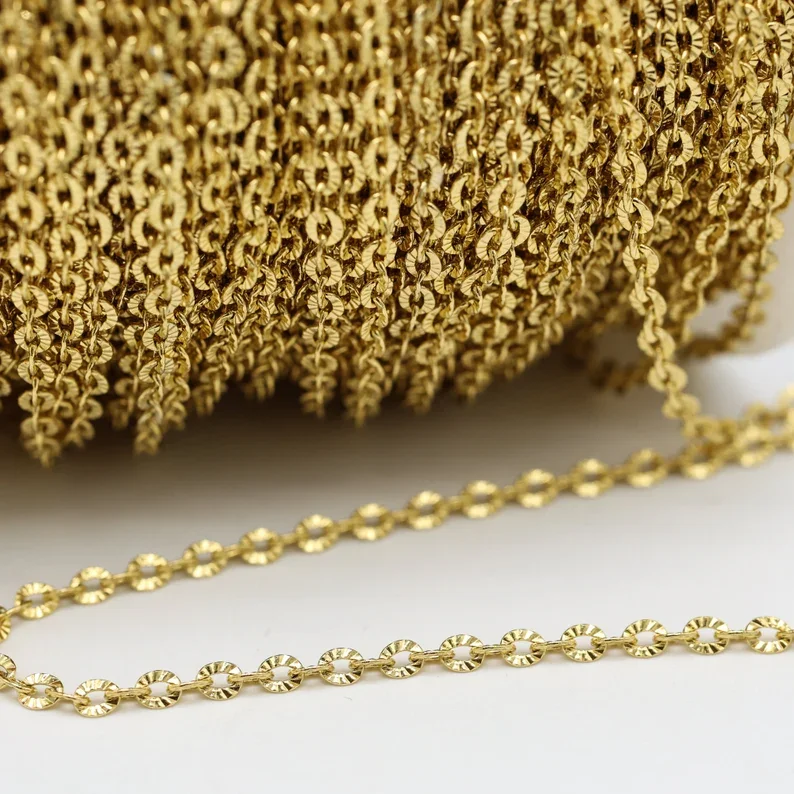 2m/lot 1/1.5/2/3/4mm Stainless Steel Sunflower Chain For DIY Jewelry Making 18K PVD Gold Plated Chains Jewelry Finding wholesale