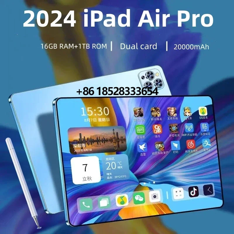 Original Tablet iPad Air Pro 12 Inch 16GB RAM 1TB ROM tablet Android 13 Core Pad Tablet PC Phone Dual Wifi tablette android 태블릿