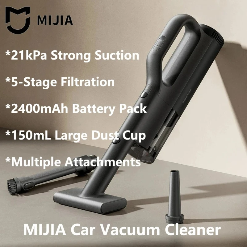 

НОВЫЙ Автомобильный пылесос MIJIA MJXCQ01QW, сила всасывания 21 кПа, контейнер для пыли 150 мл, аккумулятор 2400 мАч, моющийся фильтрующий элемент для чистки автомобиля (версия для КНР)