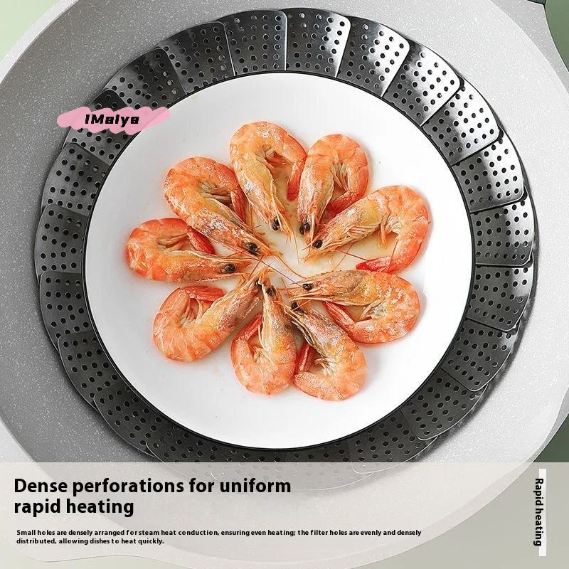 Stainless Steel Lotus Steaming Tray 9/11 Inch Folding Food Steamer Basket Mesh Rack for Vegetable Fruit Cooking