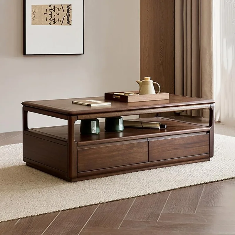 

Журнальный столик из цельного дерева в винтажном стиле - скандинавский креативный чайный столик цвета ореха для гостиной, современная простая мебель для дома FYCT