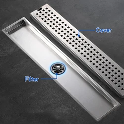 304 Stainless Steel Floor Drain Rectangle Grid Bathroom Shower Long Plate Drainage Linear Floor Drains Cover 30 50 40 20 cm